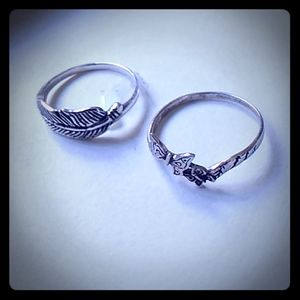 Silver size 5 nature fashion ring set